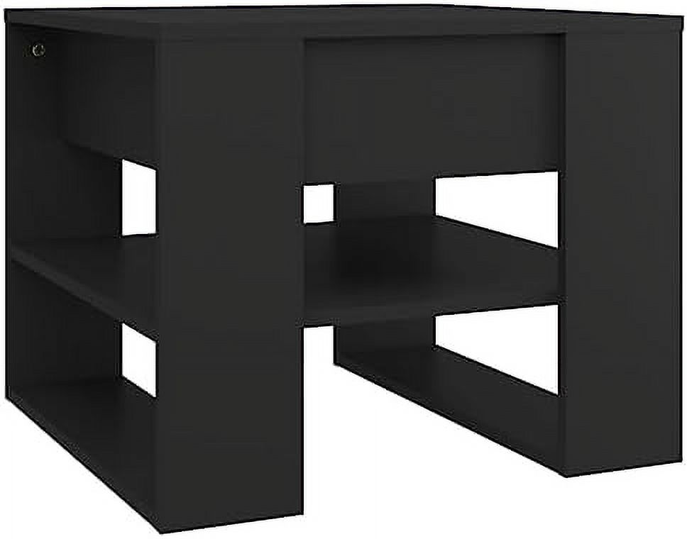 TJUNBOLIFE Sleek Black Coffee Table with Engineered Wood Construction