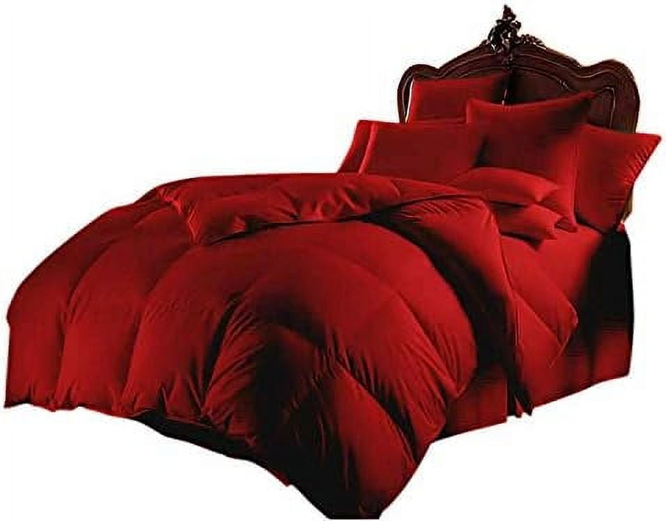 TJUNBOLIFE Soft King Comforter Set 1200 Series 7 Piece 500 Burgundy ...