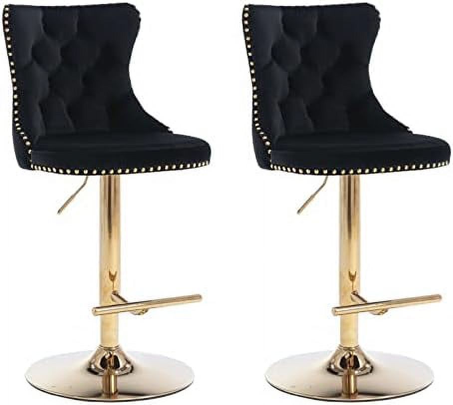 TJUNBOLIFE Swivel Stools Set of 2 Adjustable Barstools with Back Velvet