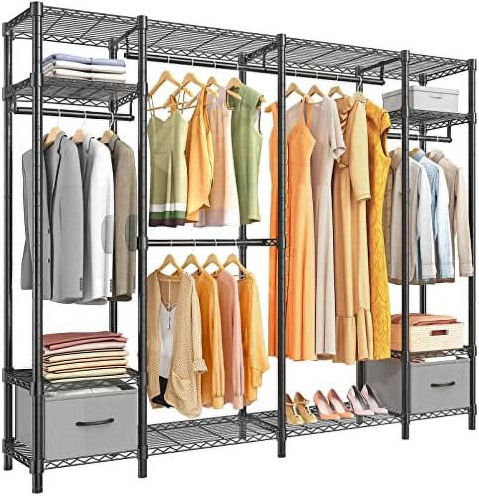 TJUNBOLIFE V40S Bedroom Armoires Large Wire Garment Rack Covered