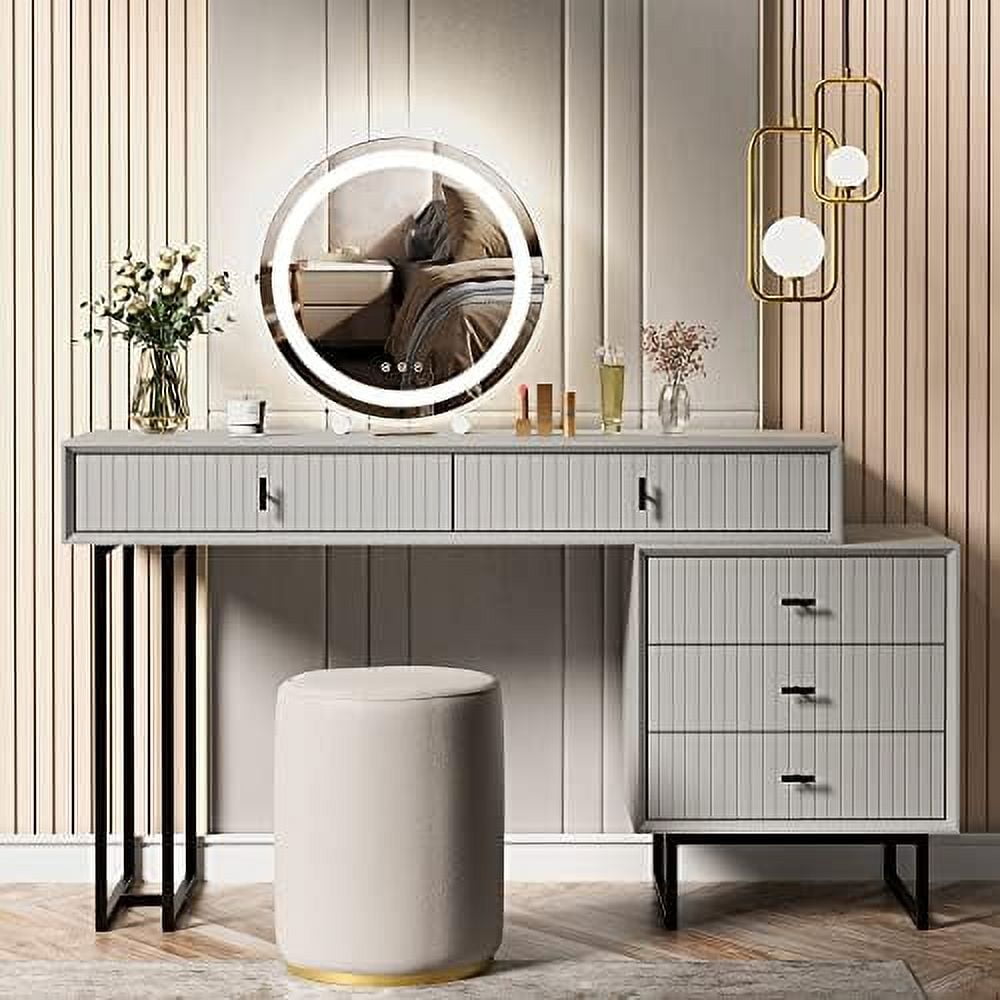 TJUNBOLIFE Vanity Desk Set with Drawers Modern Dressing Table Bedroom ...