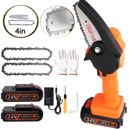TJWLP Mini Chainsaw 4" Battery Powered Chainsaw, Highly Efficient Cutting, One Hand Use