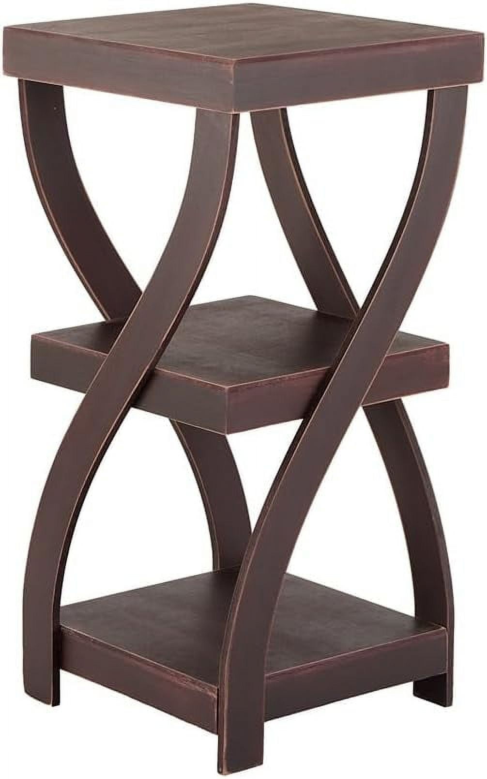 Walnut Antique Finish Twisted Leg Square End Table