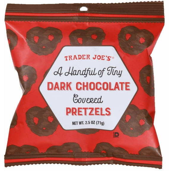 Pack of 2 - TJs A Handful of Tiny Dark Chocolate Covered Pretzels 2.5 Oz