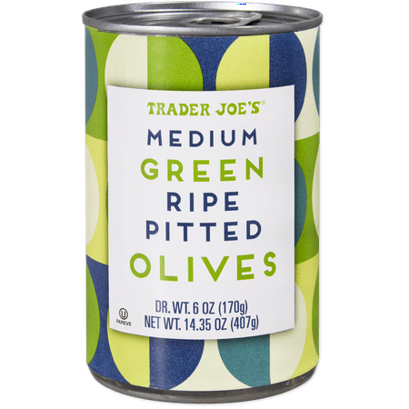 TJs Medium Green Ripe Pitted Olives 14.35 Oz