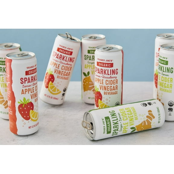 Pack of 3 - TJs Organic Sparkling Ginger + Lemon Apple Cider Vinegar Beverage 12 Fl Oz