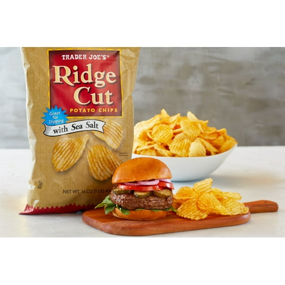 Pack of 3 - TJs Ridge Cut Potato Chips with Sea Salt 16 Oz