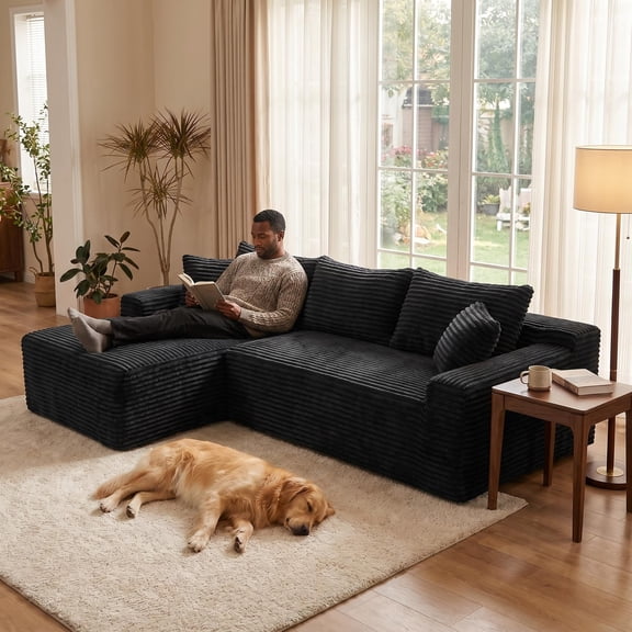 TK 106.3" Cloud Modular Sectional Sofa Couch with L-Shape Chaise,Modern Minimalist Upholstered Couches for Living Room Bedroom,Deep Seat Corner Couch,
