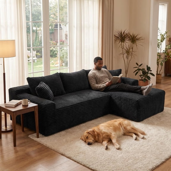 TK 106.3" Cloud Modular Sectional Sofa Couch with L-Shape Chaise,Modern Minimalist Upholstered Couches for Living Room Bedroom,Deep Seat Corner Couch,