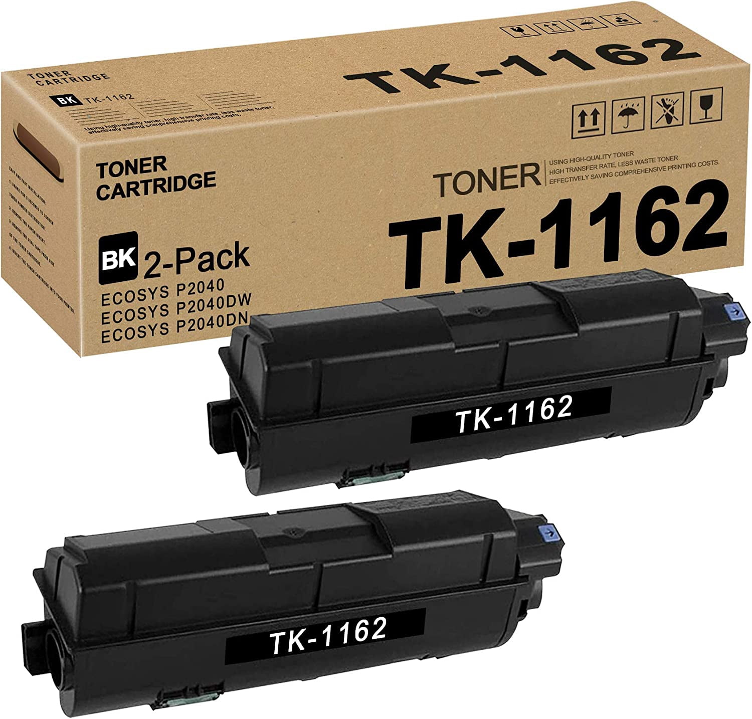 TK-1162(2-Black) Toner Cartridge Replacement for Kyocera ECOSYS P2040 ...