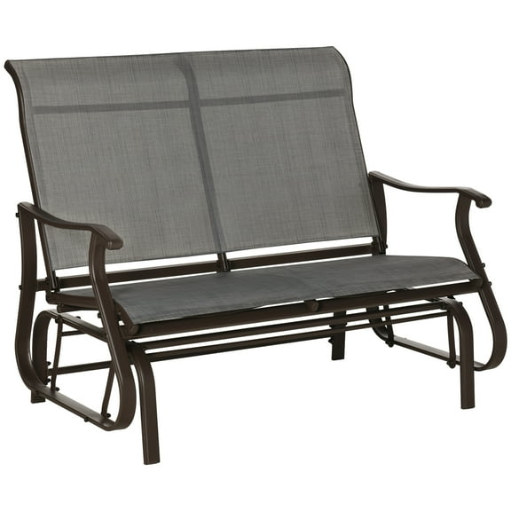 TK 2-Person Outdoor Glider BenchPatio Glider Loveseat Chair with Powder Coated Steel Frame2 Seats Porch Rocking Glider for Backyard Lawn Garden and
