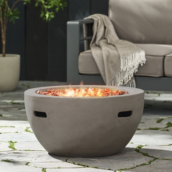 TK 27" Bowl Shaped MGO 40,000 BTU Propane Fire Pit Light Grey (Tank Cover not Included)