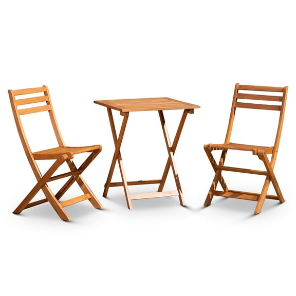 TK 3-Piece Eucalyptus Bistro Set Square Natural Oil