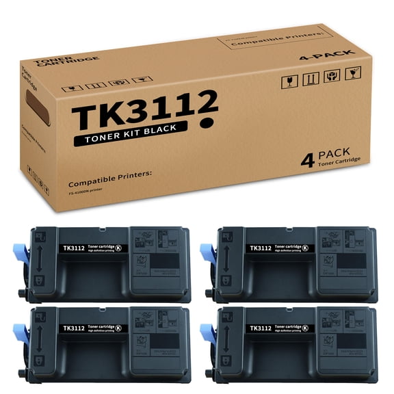 TK-3112 High Yield Black 4 Pack Toner Cartridge Replacement for Kyocera TK3112 TK 3112 1T02MT0US0 Compatible with Kyocera FS-4100DN Printer