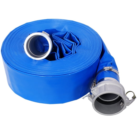 TK 4"x100FT Pool Backwash Hose Heavy Duty Reinforced Blue PVC Lay Flat Water Discharge Pump Hoses For Swimming Drain Poo