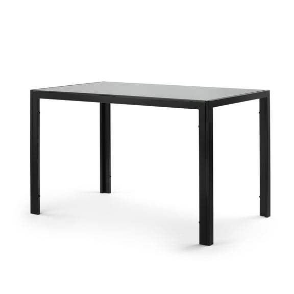 TK 47.25 Inch 4-Seater Tempered Glass Dining Table Modern Minimalist Black Kitchen Table Small Rectangular Luxury Dinner Table for Apartments & Small