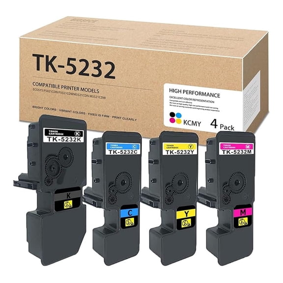 TK-5232 TK5232 Toner Cartridge Set (4Pack, 1BK/1C/1M/1Y)- Compatible 1T02R690US0 1T02R69CUS0 1T02R69BUS0 1T02R69AUS0 Toner Replacement for ECOSYS P5021cdn P5021cdw M5521cdw Printer