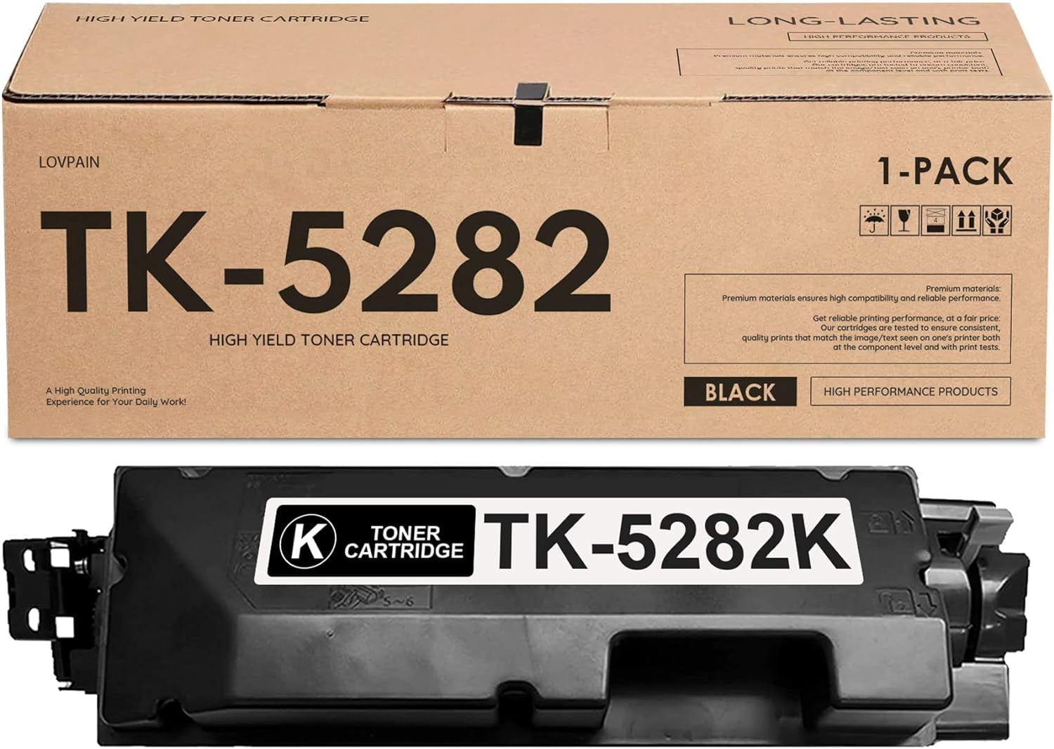 SavFinto TK-5282 Toner Cartridge 4-Pack For Kyocera EcoSys M6235cidn, M6635cidn, P6235cdn Printers (Black, Cyan, Magenta, Yellow)