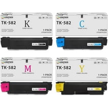 TK-582 / TK582 Toner Cartridge set (4-Pack, 1Black/1Cyan/1Magenta/1Yellow) - LovnTK-582K TK-582C TK-582M TK-582Y Toner Cartridge Replacement for Kyocera FS-C5150DN P6021CDN Printe