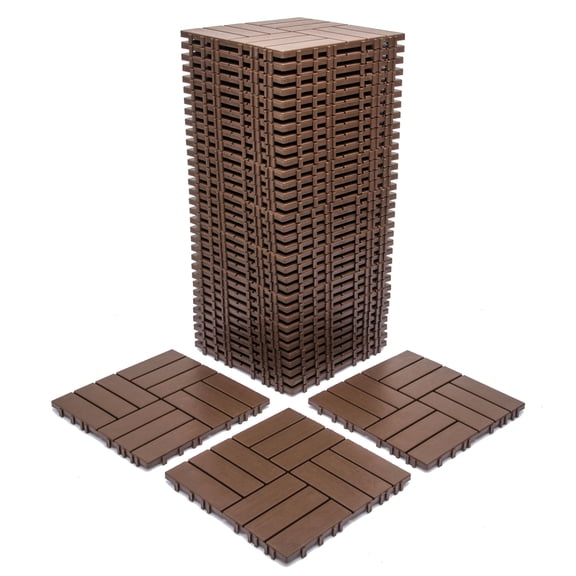 TK 68-Pack 11.42"x11.42" Plastic Interlocking Deck Tiles - 61.60 Sq.Ft Outdoor Plastic Flooring Super Durable & Waterproof All-Weather Indoor/Outdoor