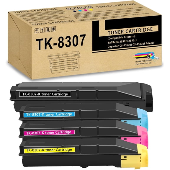 TK-8307 TK8307 Toner Cartridge High Capacity 4Pack Compatible TK-8307K TK-8307C TK-8307M TK-8307Y Toner Cartridge Replacement for Kyocera TASKalfa 3050ci 3550ci 3051ci 3551ci Printers