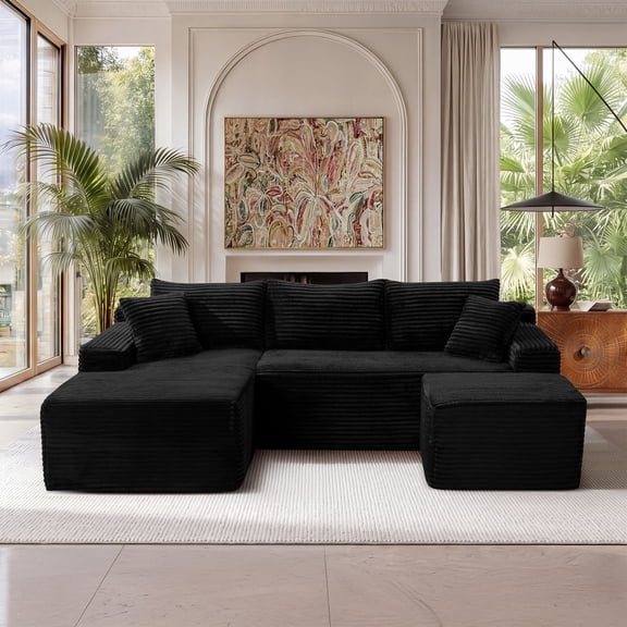 TK 94.5" U-Shaped Cloud Sectional Sofa with Deep Seat,No Assembly Required,Modular Couches Sleeper for Living Room,Bedroom,Apartment