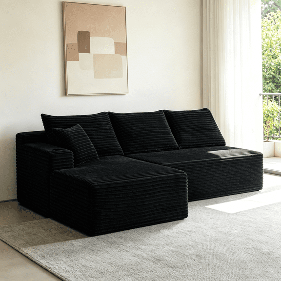 TK 96" Cloud Sectional Couch with L-Shape Chaise,Modern Modular Sofa with Deep Seat Upholstered Couches for Living Room Bedroom,No Assembly Required a