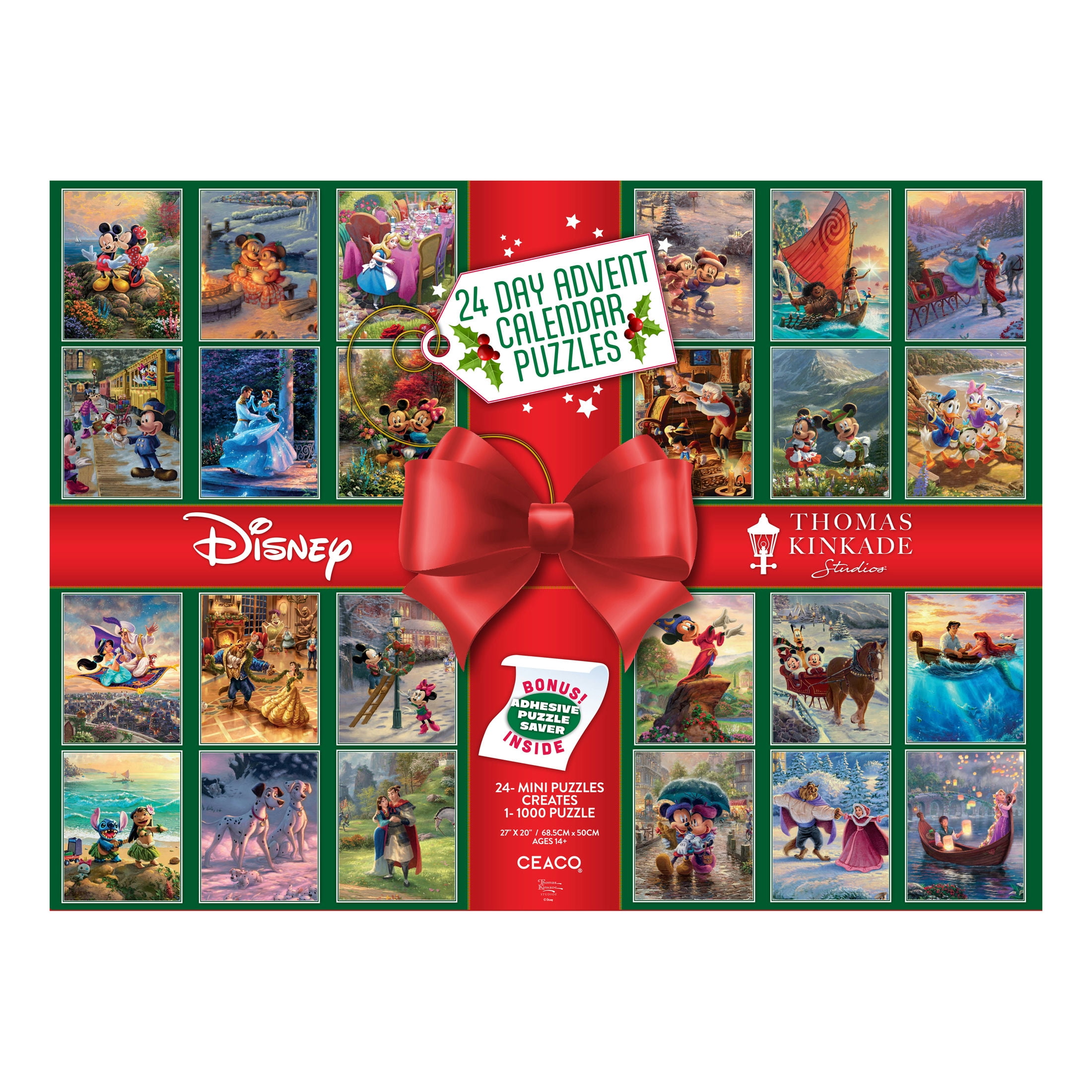 Ceaco Thomas Kinkade-Disney 1000-Piece 24-Day Advent Calendar Interlocking 27 x 20-Inch Jigsaw Puzzle for Adults Ages 14+