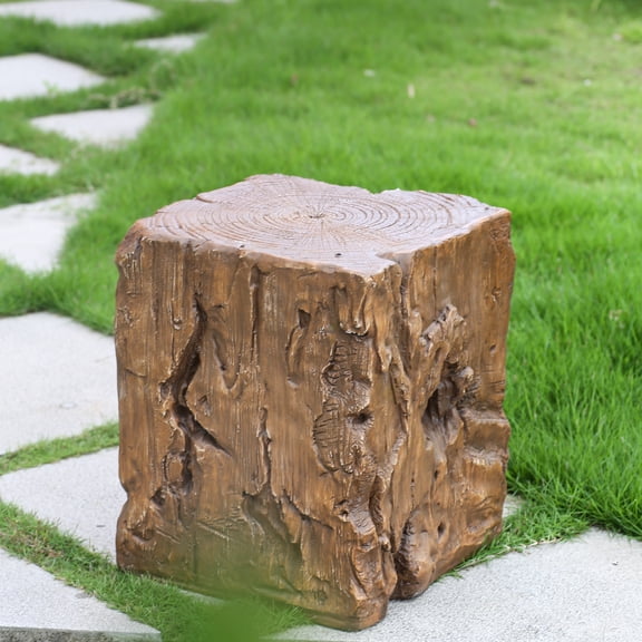 TK Amira Outdoor And Indoor Stump Shape MGO Side Table Brown Finish