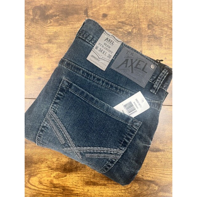 TK Axel Mens Slim Straight Denim Jeans Medium Wash (Addison, 32X34