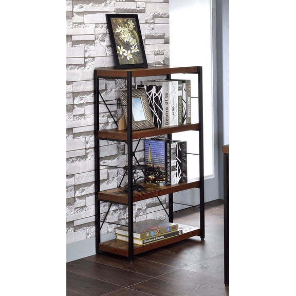 TK Bob Weathered Oak & Black Finish Bookshelf