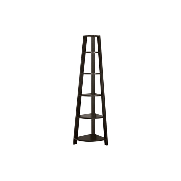 TK Bookshelf Bookcase Etagere Corner 5 Tier 72"h Office Bedroom Brown Laminate Contemporary Modern