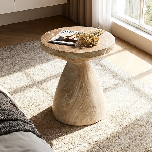 TK Cement Outdoor End Tables for Patio GardenAccent Table Faux Terrazzo Accent Table Modern Small Round Side Tablefor Outside Tree Stump Garden Stool