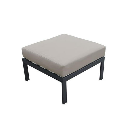 TK Classic Lexington Modern Patio Square Ottoman in Beige