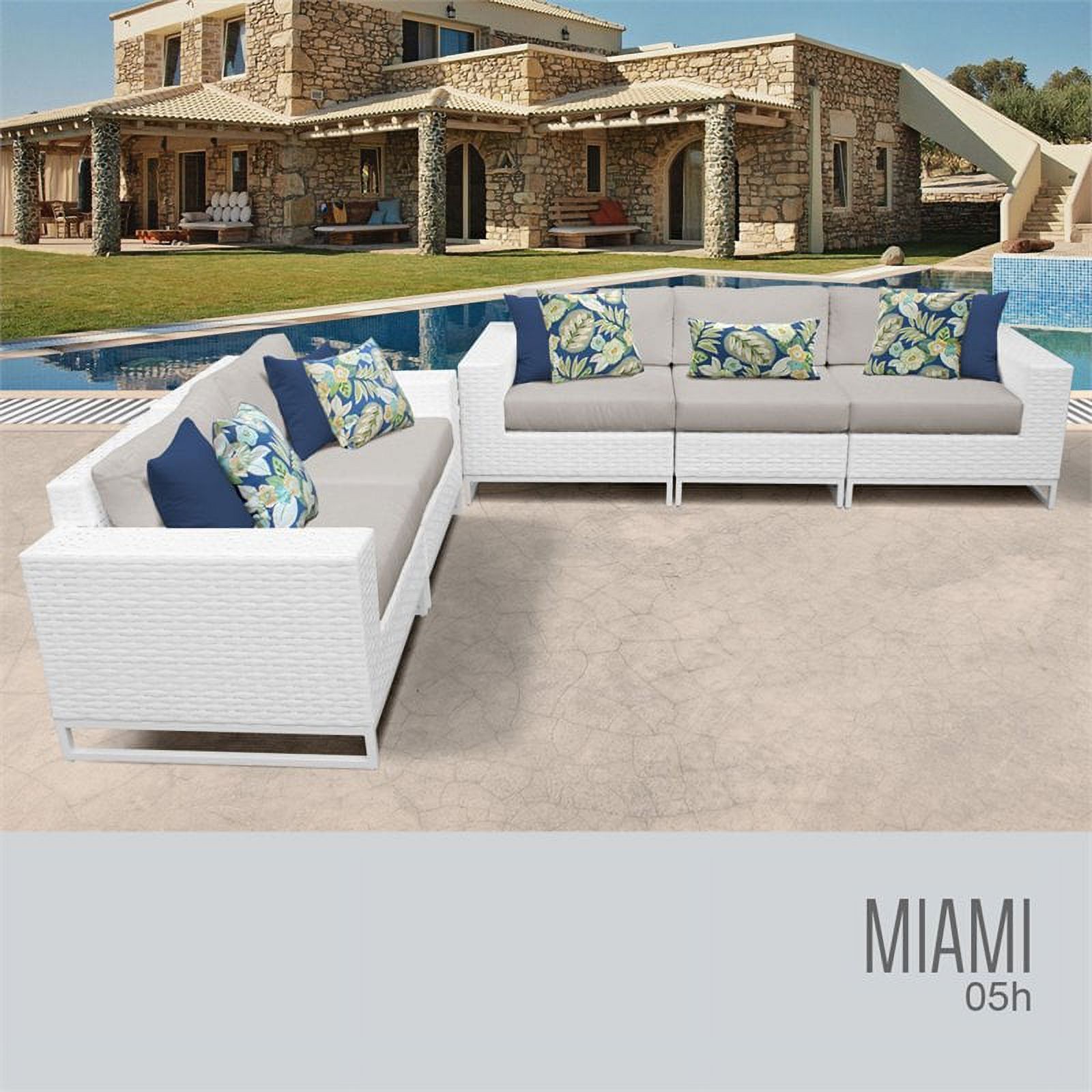 TK Classic Miami 5 Piece Wicker Patio Sofa Set in Beige - image 1 of 2