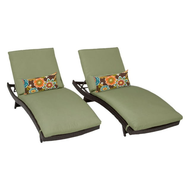 TK Classics Bali Adjustable Outdoor Chaise Lounge - Set of 2 Chairs and Cushion Covers