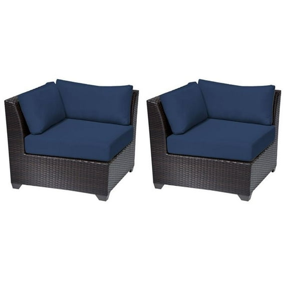TK Classics Barbados Corner Patio Chair in Navy (Set of 2)