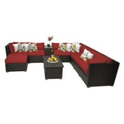 TK Classics Barbados Wicker 10 Piece Patio Conversation Set with Cup Table with 2 Sets of Cushion Covers