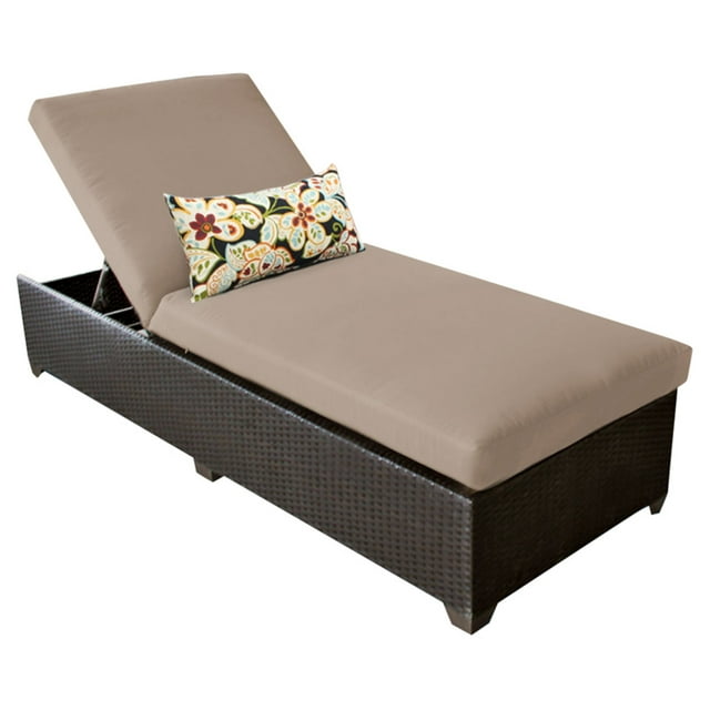 TK Classics Barbados Wicker Patio Chaise Lounge with Optional Side Table