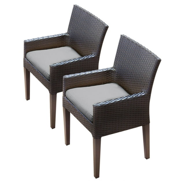 TK Classics Barbados Dining Chair with Arms and Cushion in Gray (Set of 2)