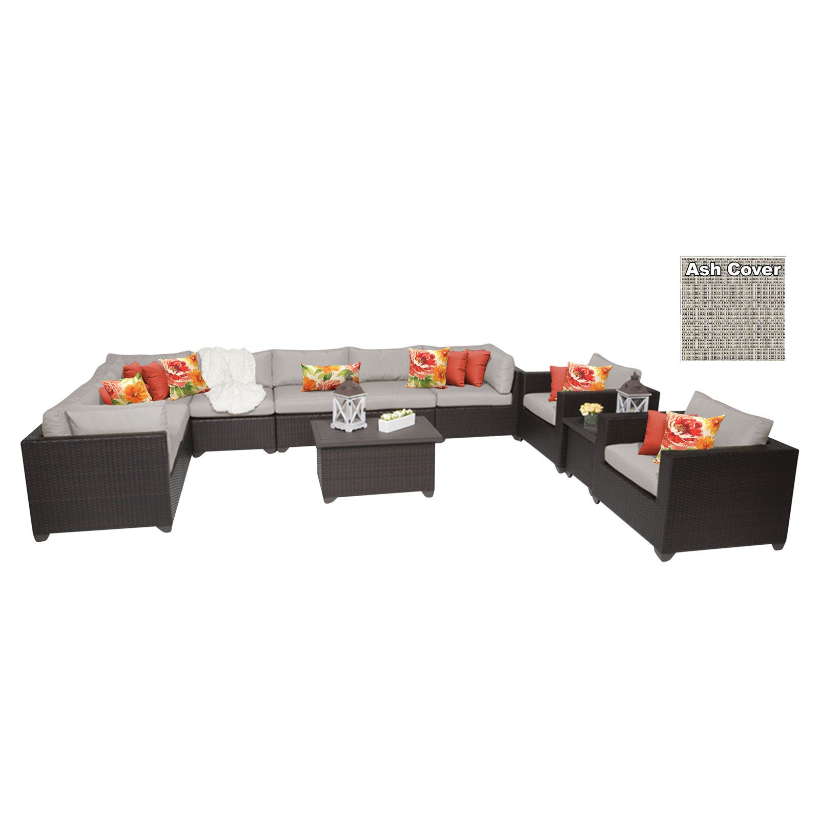 TK Classics Belle Wicker 11 Piece Patio Conversation Set with 2 Sets of Cushion Covers - image 1 of 2