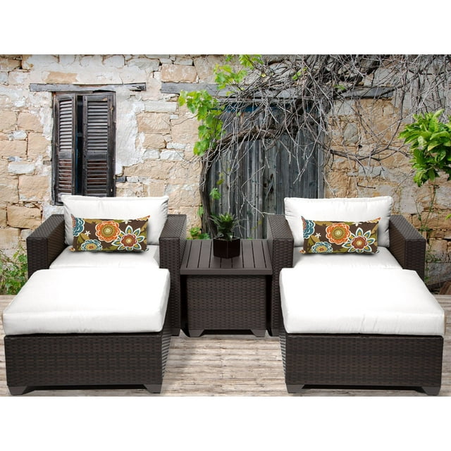 TK Classics BELLE-05a-WHITE 68 ft. Belle 5 Piece Outdoor Wicker Patio Furniture Set&#44; Sail White