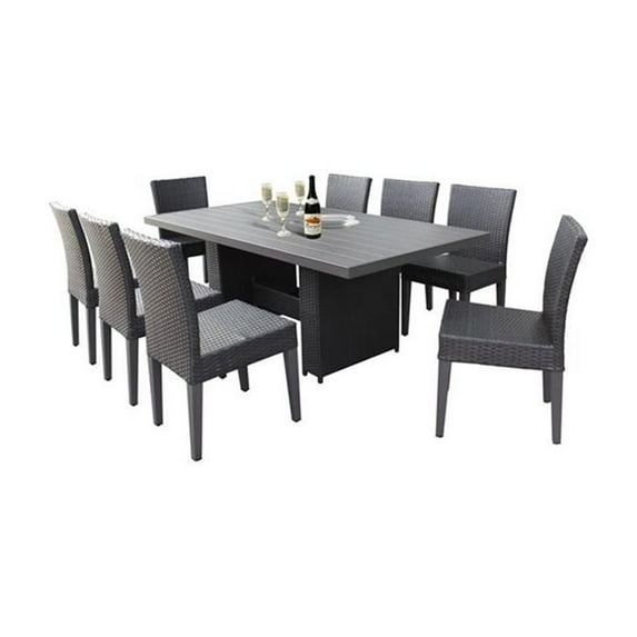 TK Classics Belle Wicker 7 Piece Patio Dining Set with Armless Chairs