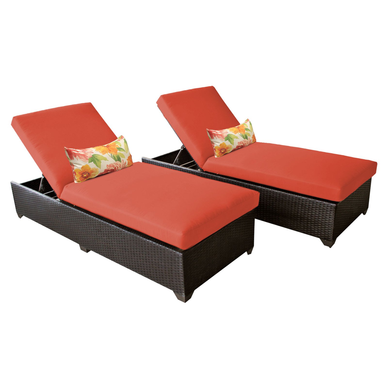 Belle Chaise Set of 2 Outdoor Wicker Patio Furniture-Color:Tangerine - image 1 of 11