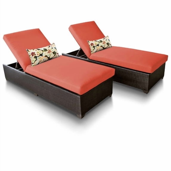 TK Classics CLASSIC-2x-TANGERINE Classic Chaise Outdoor Wicker Patio Furniture, Tangerine - Set of 2