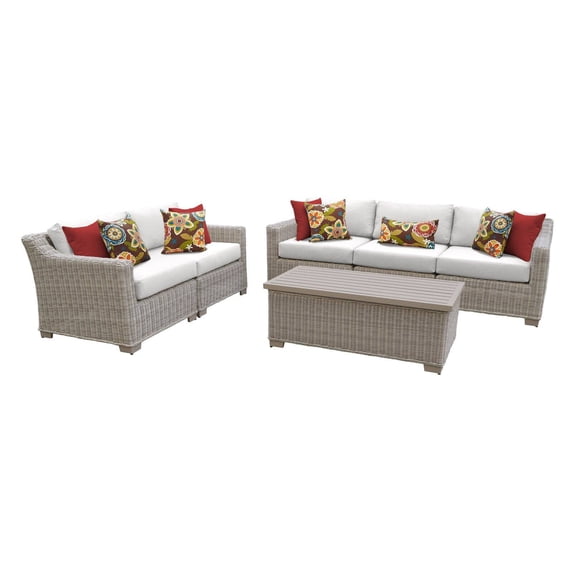 TK Classics COAST-06p-WHITE Coast Outdoor Wicker Patio Furniture Set 06p, Sail White - 6 Piece