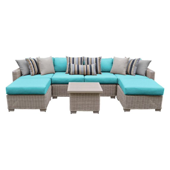 TK Classics COAST-07a-ARUBA Coast Outdoor Wicker Patio Furniture Set 07a, Aruba