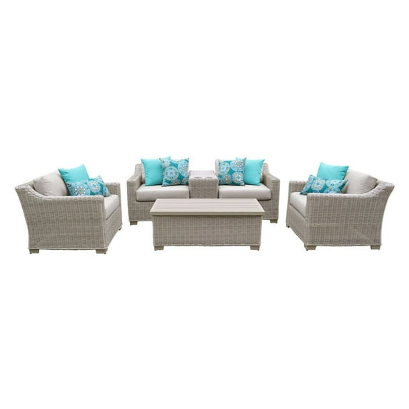 Coast 6 Piece Outdoor Wicker Patio Furniture Set 06d-Color:Beige