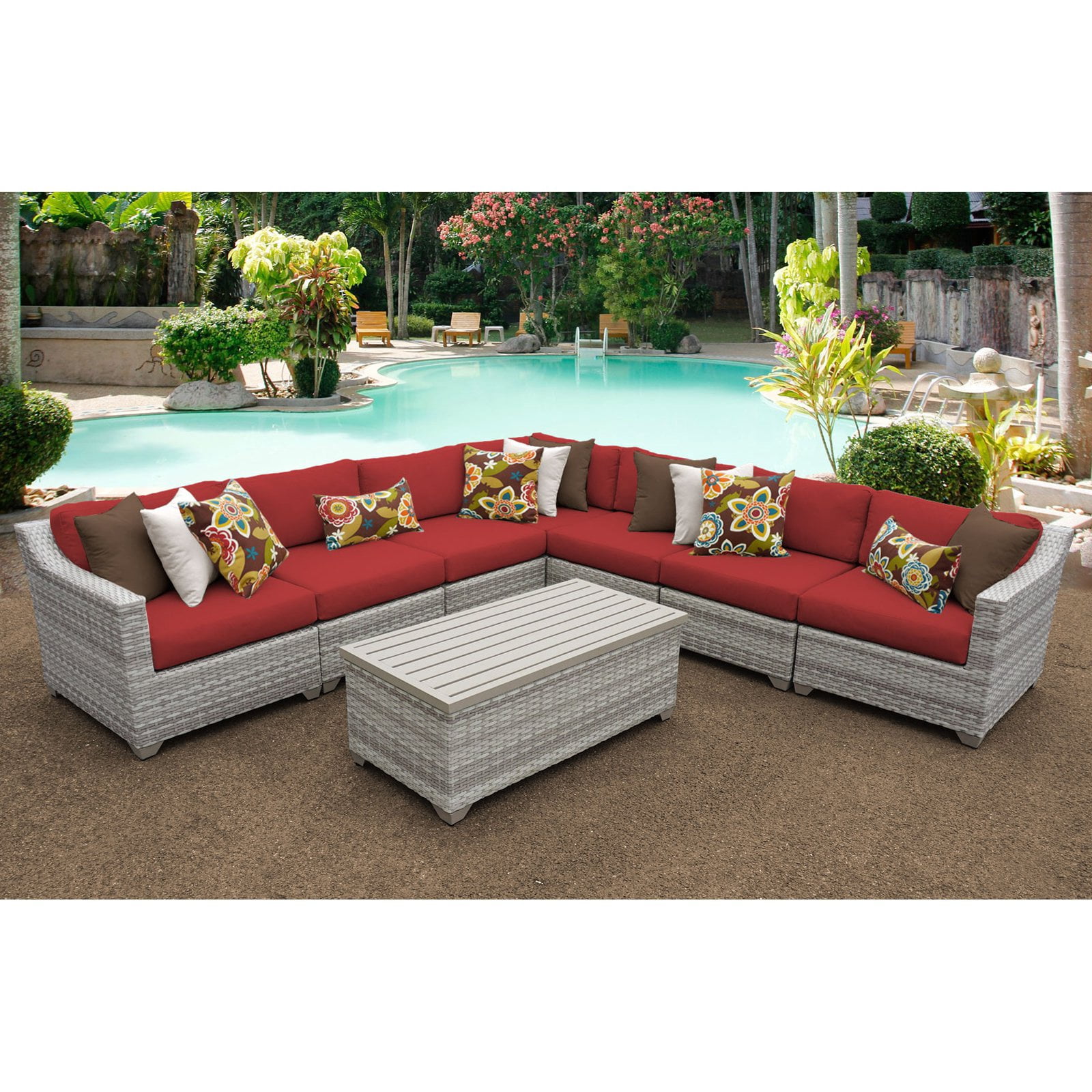 TK Classics FAIRMONT-08a-TERRACOTTA Fairmont Outdoor Wicker Patio ...