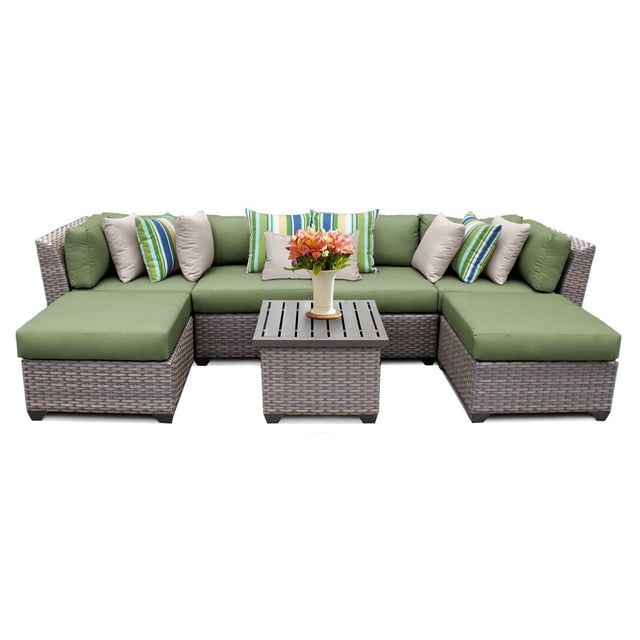 TK Classics Florence Wicker 7 Piece Patio Conversation Set with 2 Sets ...